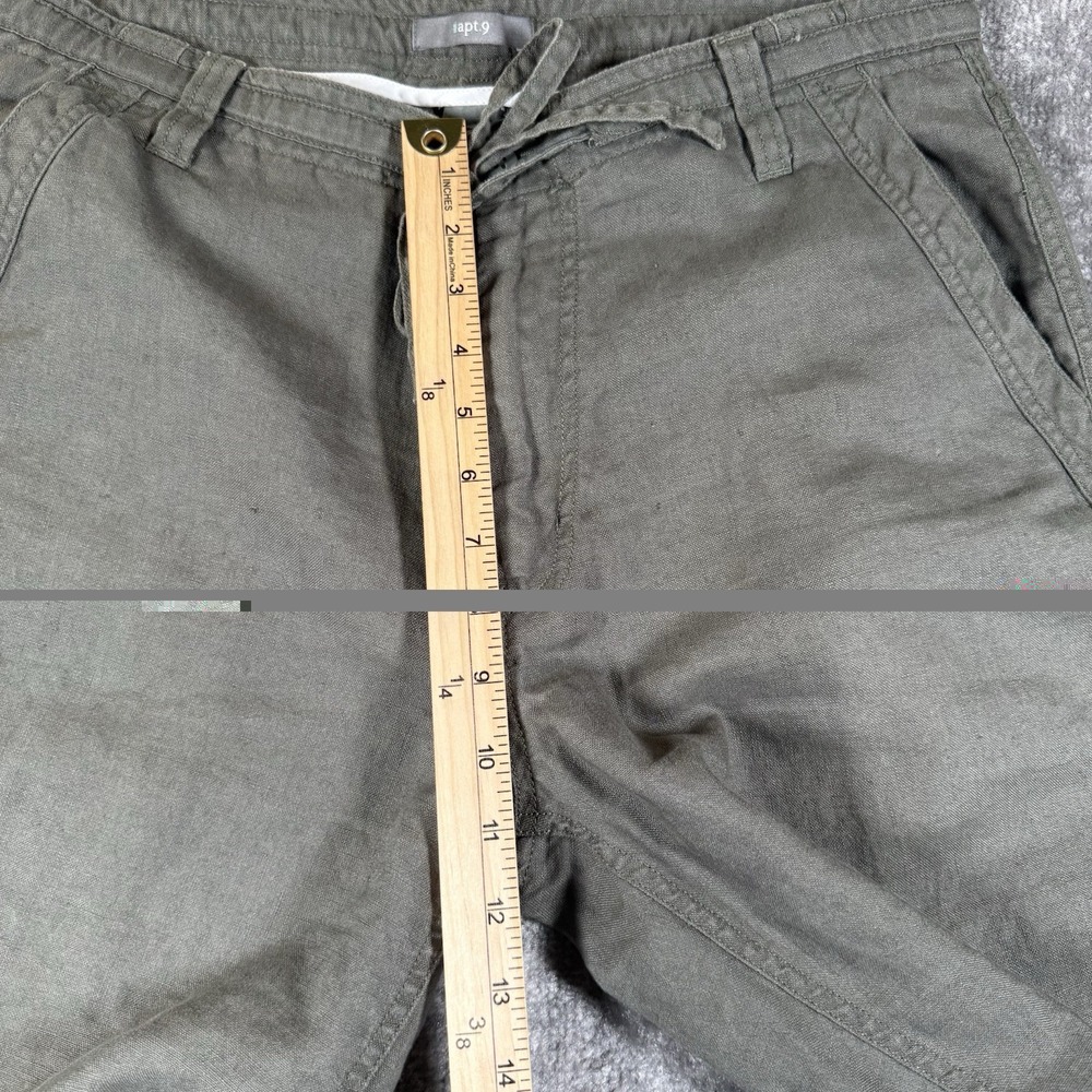 Apt 9 Pants Men's 34x32 Olive Green Straight Wide Leg Linen Baggy Trousers - Picture 6 of 8